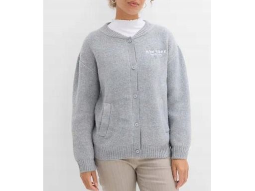B.P.C sweter w stylu bejsbolówki szary z napisami 44/46.