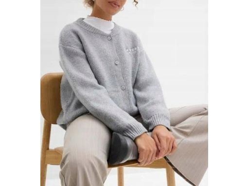 B.P.C sweter w stylu bejsbolówki szary z napisami 44/46.
