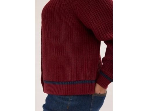 B.P.C sweter rozpinany bordowy z paskami granatowymi 48/50.