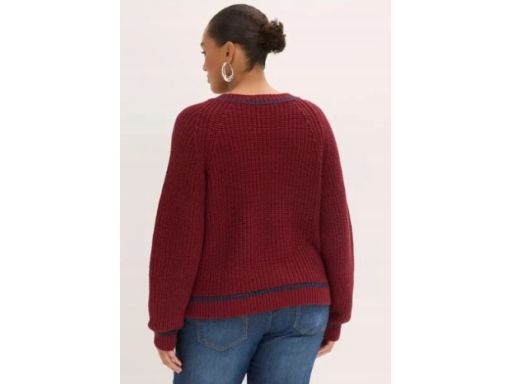 B.P.C sweter rozpinany bordowy z paskami granatowymi 48/50.