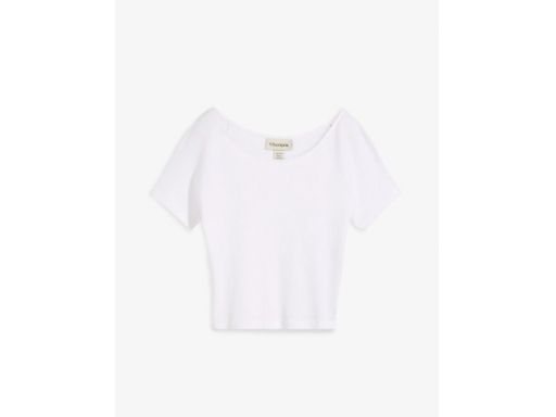 B.P.C t-shirt damski prążek krótki biały 44/46.