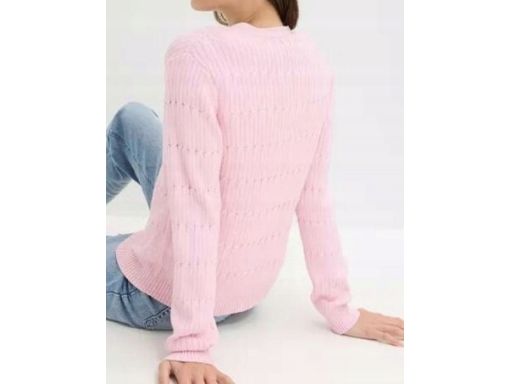 B.P.C sweter różowy z guziczkami seruszkami 48/50.