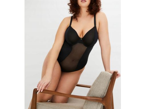 B.P.C body czarne ze stringami miękkie miseczki z fiszbiną ^95C
