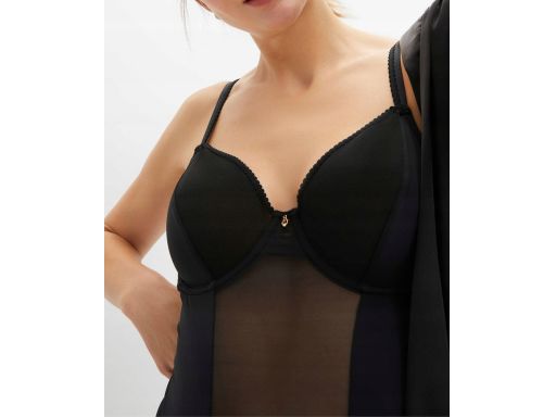 B.P.C body czarne ze stringami miękkie miseczki z fiszbiną ^95C