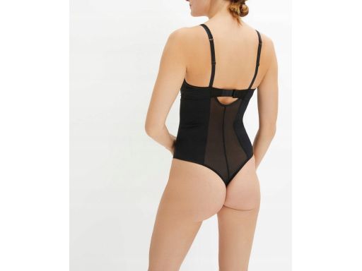 B.P.C body czarne ze stringami miękkie miseczki z fiszbiną ^95C