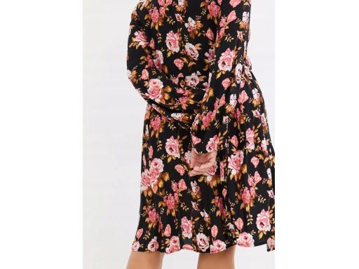 B.P.C sukienka koszulowa czarna w kwiaty r.44
