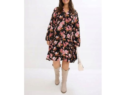 B.P.C sukienka koszulowa czarna w kwiaty r.44