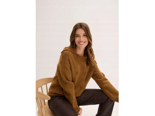 B.P.C sweter rozpinany koniakowy dwurzędowy r.40/42