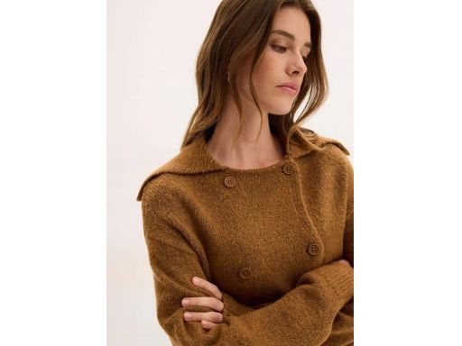 B.P.C sweter rozpinany koniakowy dwurzędowy r.40/42