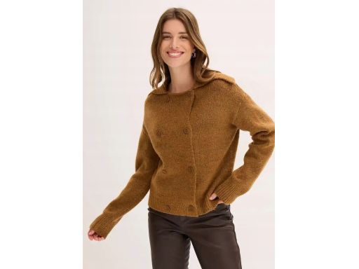 B.P.C sweter rozpinany koniakowy dwurzędowy r.40/42