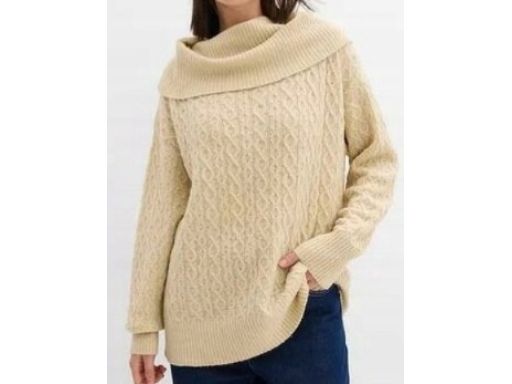 B.P.C sweter luźnym golfem beżowy 48/50.