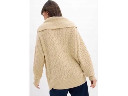 B.P.C sweter luźnym golfem beżowy 48/50.