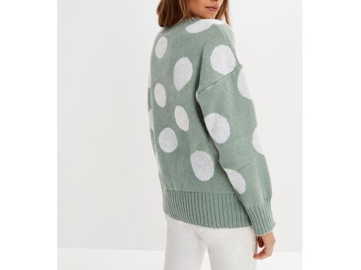 B.P.C sweter miętowy w białe grochy 40/42.
