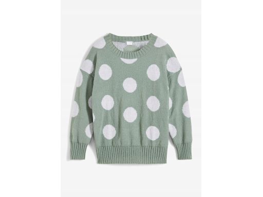 B.P.C sweter miętowy w białe grochy 40/42.