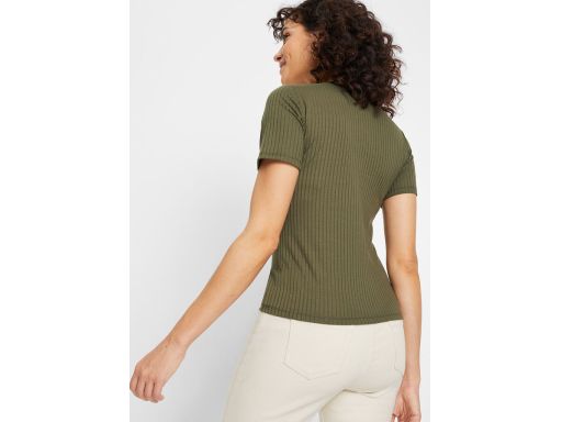 T-shirt damski prążkowany khaki r.40/42