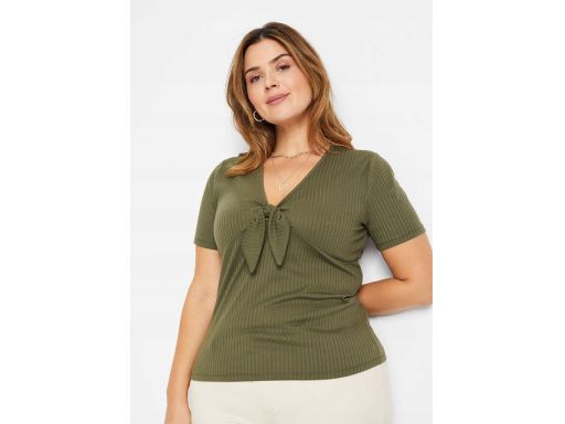 T-shirt damski prążkowany khaki r.40/42