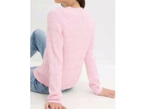 B.P.C sweter różowy z guziczkami seruszkami 48/50.