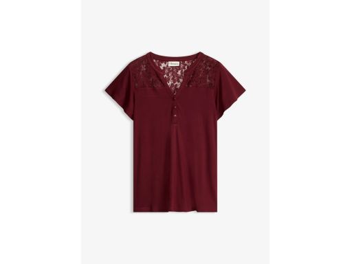 B.P.C bordowa bluzka t-shirt z koronką r.44/46