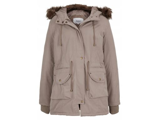 B.P.C kurtka-parka na misiu beżowa z kapturem z futerkiem 40