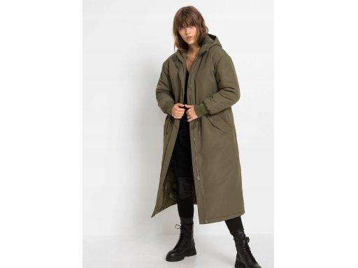 B.P.C płaszcz ocieplany zielony oversize z kapturem 46