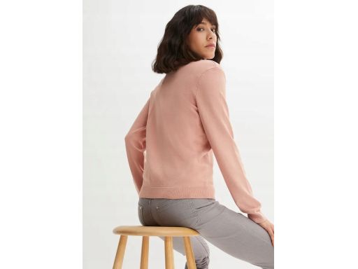 B.P.C sweter rozpinany różowy z falowanym wykończeniem 40/42.