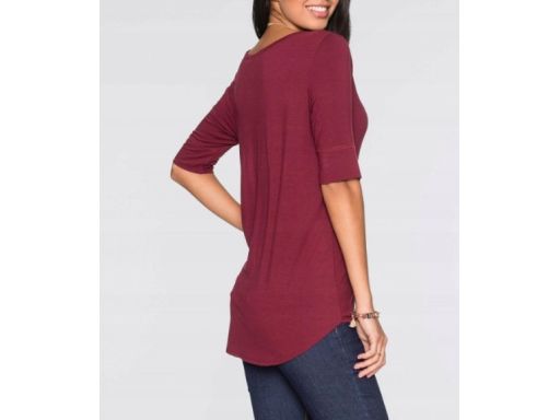 B.P.C t-shirt bordowy z wiskozy 36/38.