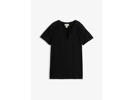 B.P.C t-shirt z dekoracyjnym dekoltem czarny r.48/50