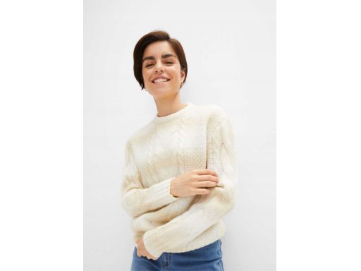 B.P.C sweter ombre z domieszką wełny kremowy 56/58
