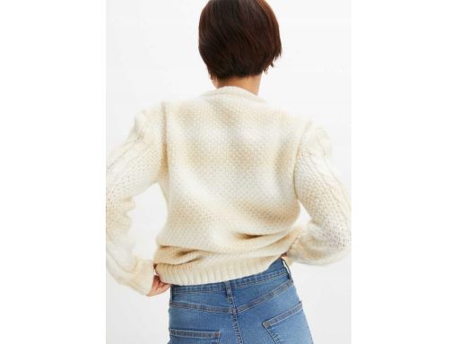 B.P.C sweter ombre z domieszką wełny kremowy 56/58