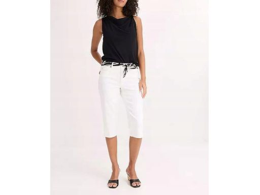 B.P.C jeansowe białe spodnie capri damskie r.52