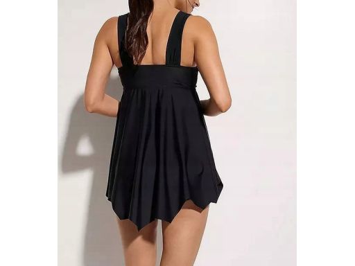 B.P.C asymetryczne czarne tankini długie z szortami r.46