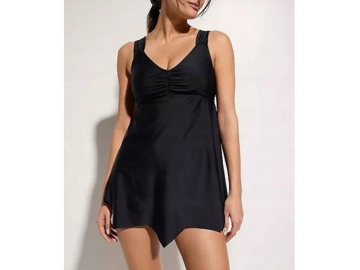 B.P.C asymetryczne czarne tankini długie z szortami r.46