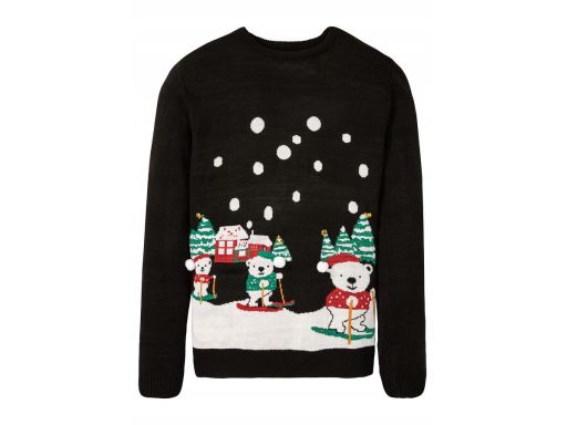 B.P.C sweter męski czarny w świąteczny wzór z dzwoneczkami r.M