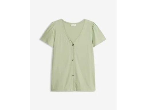 B.P.C t-shirt miętowy z guzikami 36/38.