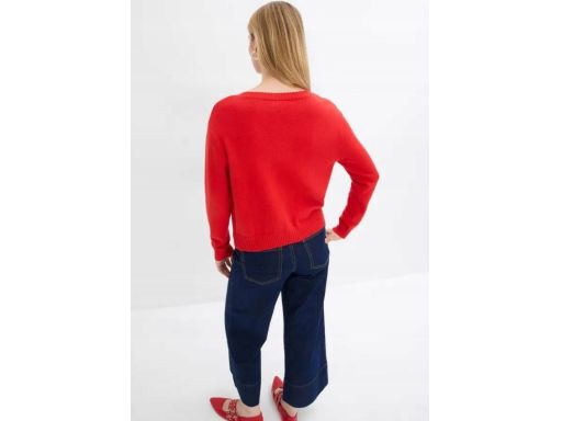B.P.C sweter dzianinowy czerwony rozpinany okrągły dekolt 52/54.