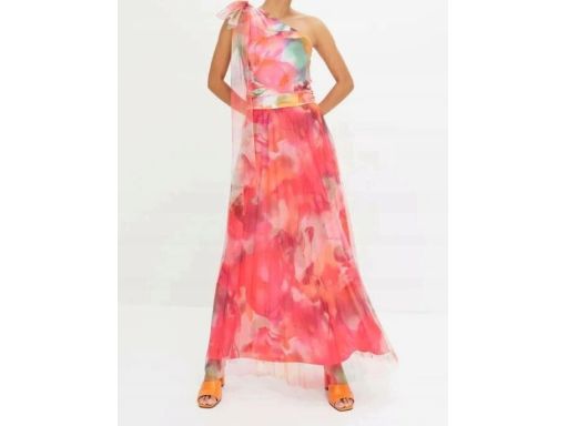 B.P.C asymetryczna sukienka we wzory na jedno ramię r.36