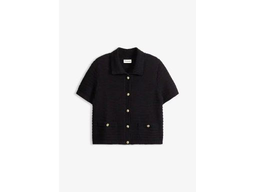 B.P.C sweter czarny ze złotymi guzikami krótki rękaw r.40/42