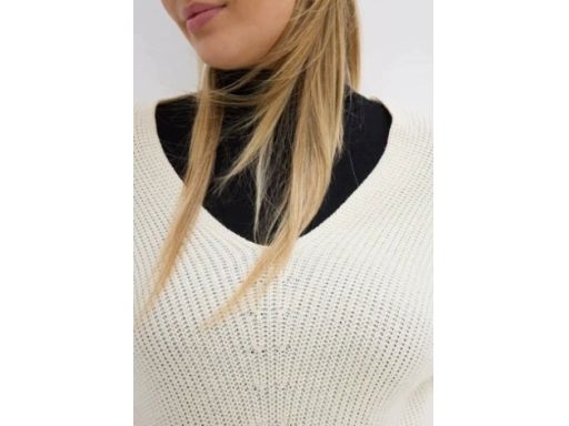 B.P.C sweter oversize śmietankowy w serek z wełną 52/54.