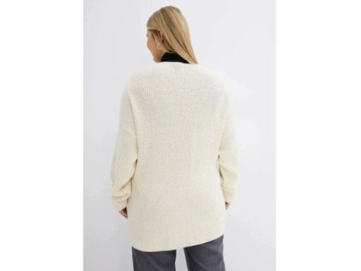 B.P.C sweter oversize śmietankowy w serek z wełną 52/54.