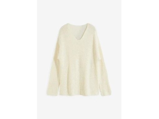 B.P.C sweter oversize śmietankowy w serek z wełną 52/54.