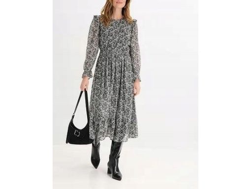 B.P.C midi sukienka we wzorki szyfon r.44