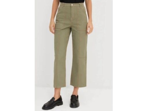 B.P.C spodnie 7/8 ze stretchem oliwkowe 46.