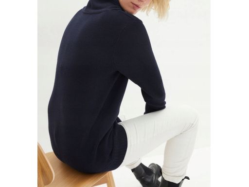 B.P.C granatowy sweter z szalowym kołnierzem r.36/38