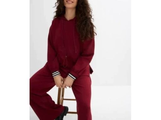 B.P.C bluza z kapturem i wiązaniem w pasie bordowa 40/42.