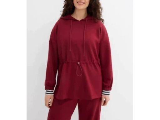B.P.C bluza z kapturem i wiązaniem w pasie bordowa 40/42.