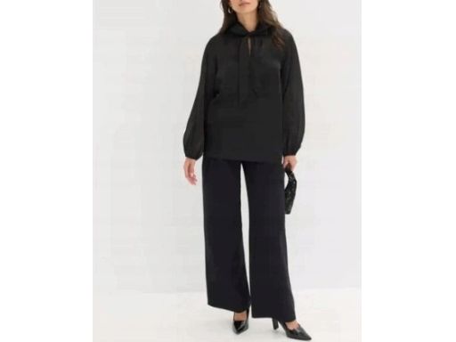 B.P.C bluzka szyfonowa oversize z krawatką czarna r.48