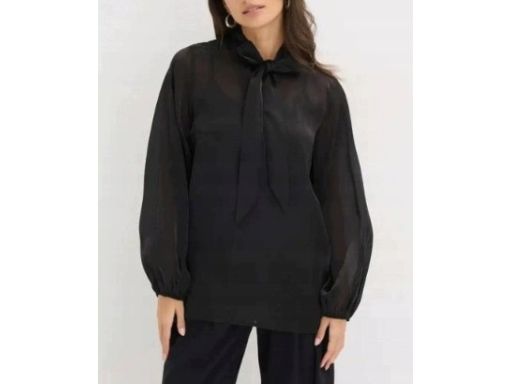 B.P.C bluzka szyfonowa oversize z krawatką czarna r.48