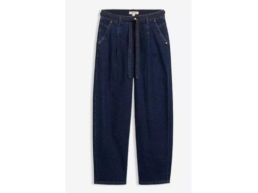 B.P.C spodnie barrel ciemny jeans damskie z wiązanym paskiem 50.