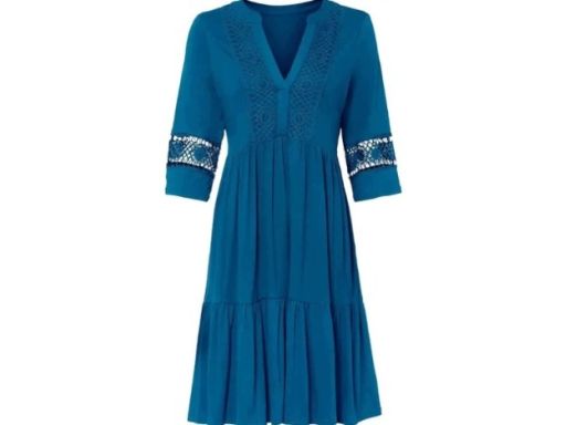B.P.C sukienka niebieska z koronką boho 44/46.
