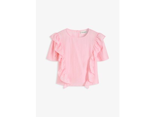 B.P.C różowa bluzka z falbankami z lyocellu 50.